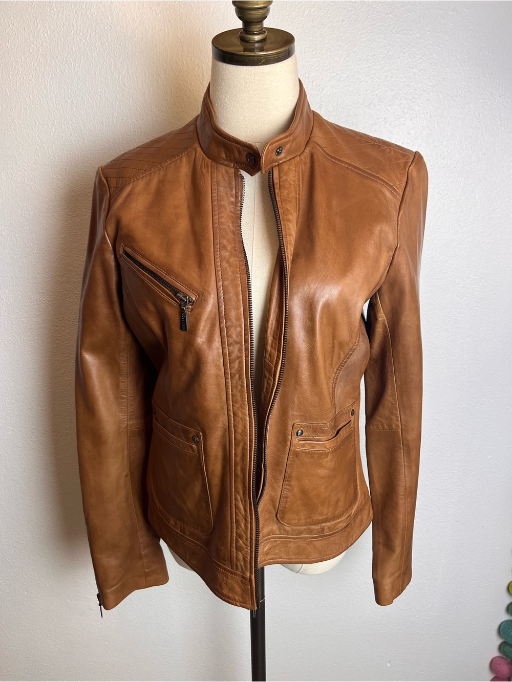 Bernardo Cognac 100% Leather Jacket - Picture 2 of 10